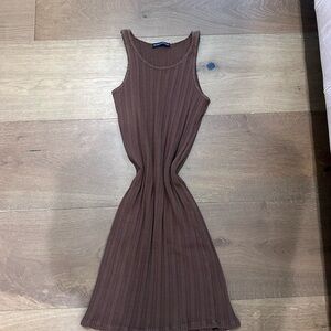 Brandy Melville Chocolate Brown Ribbed Midi Dress